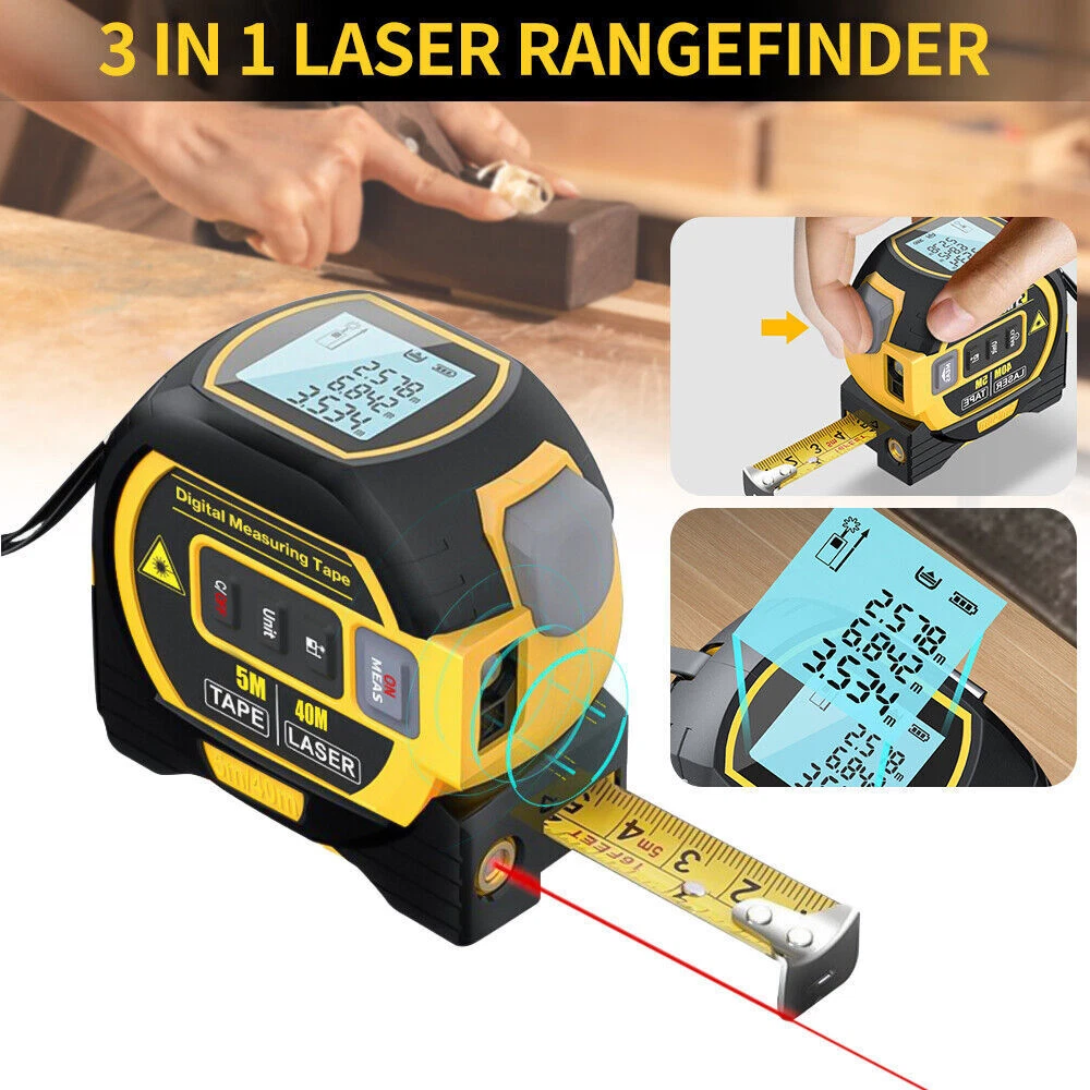 Laser Tape Measure 3 In 1 Digital Tape Measure High Precision Laser  Rangefinder