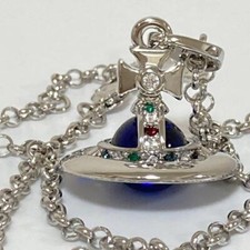 Vivienne Westwood Necklace Tiny Orb Blue Multistone w/drawstring