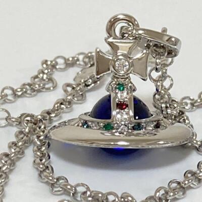 vivienne westwood ミニクリニ Vivienne Westwood Necklace Tiny Orb Blue Multistone w/drawstring