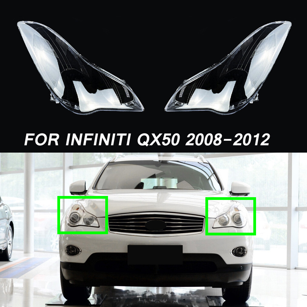 Fit For Infiniti QX50 2008-2012 Transparent Pair Headlight Cover Lens Lamp Shell