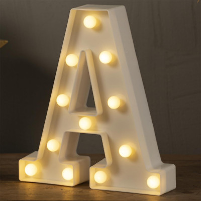 Big Light Up Letters A, LED Marquee Sign 26 Alphabet and 10 Warm White-A