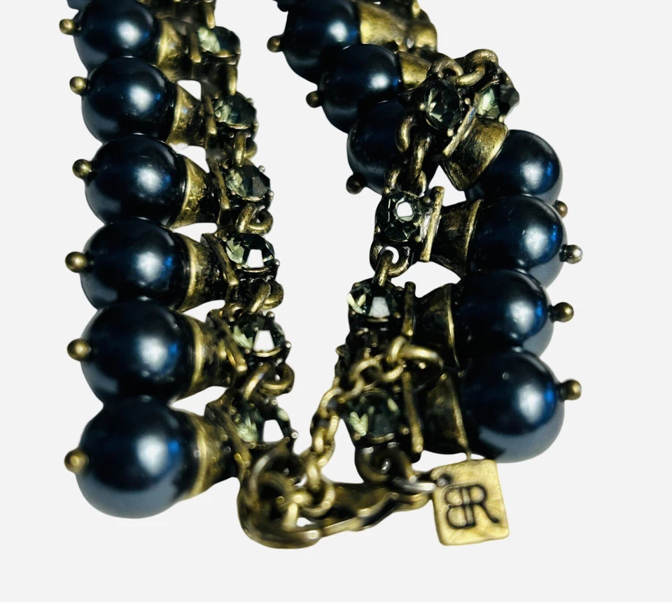 Collar grueso vintage Banana Republic estrás negro imitación perlas Foto 4 de 4