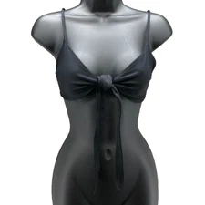L Space Bikini Top Womens Small Black Tie Front Classic Sexy Summer Swimwear
