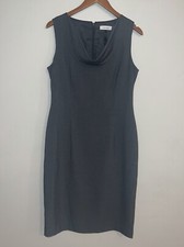 Calvin Klein Sleeveless Cowl Neck Sheath Dress Gray Lined Work Career Sz 10