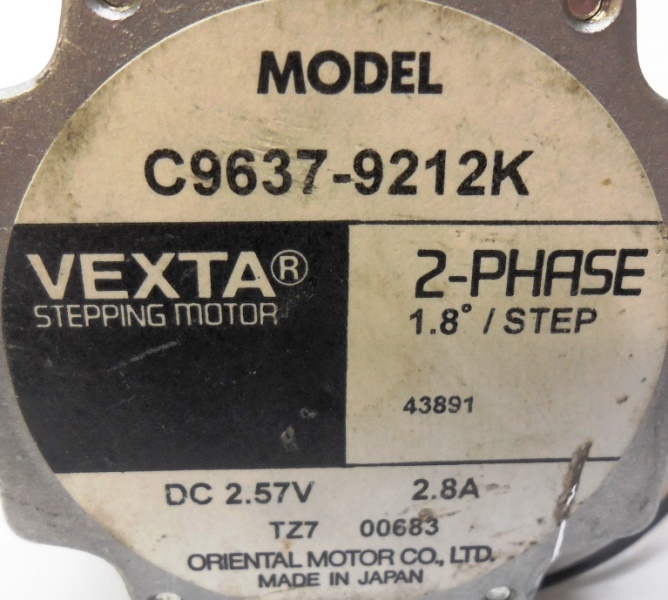 VEXTA STEPPING MOTOR C9637-9212K, 2 PHASE, 1.8 DEG / STEP