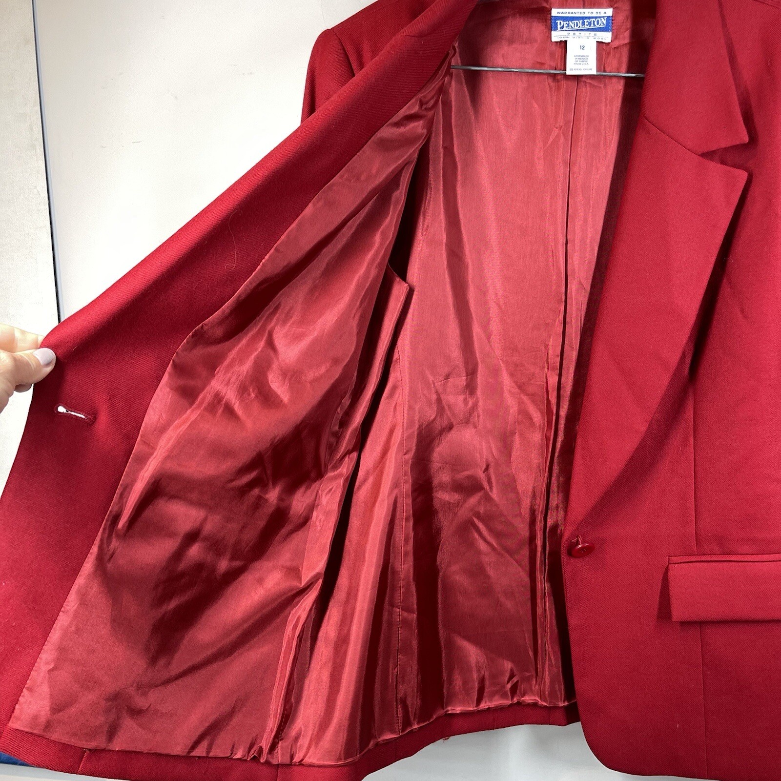 Pendleton Red 100% Virgin Wool Suit Jacket Blazer… - image 7