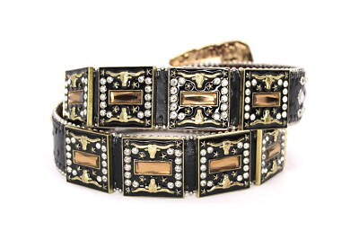 West Star Texas Western Belt Brown Rhinestone Longhorn Horse  display picture 3