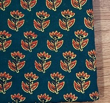 Green Red Indian By the Yard Fabric for Sewing Dressmaking Block Printed Floral