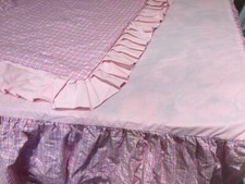 Crib Bedding 2 pieces Set Girls - Pink Baby Nursery Quilt Comforter, Crib Skirt