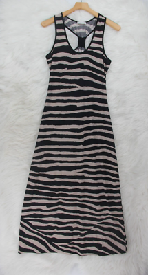 Calvin Klein Sleeveless Black Beige Zebra Stripe Maxi Racer Tank Dress Sz 4  #129 | eBay