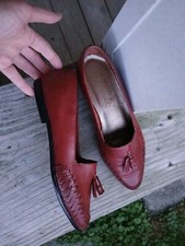 Vtg Westies Lesson Reddish Brown Leather Tassle Slip On Loafers Sz 7.5 M Brazil