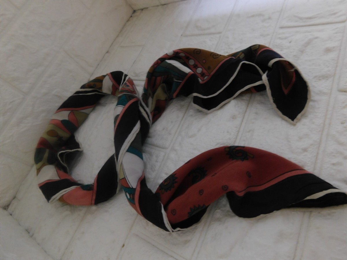 Foulard Vintage En Soie Pure 100% - Modèle Années 80, 86x86 Cm, Multicolore