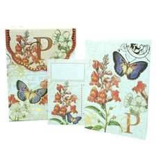 PUNCH STUDIO FLORAL MONOGRAM POUCH NOTE CARDS- #56976P (P)
