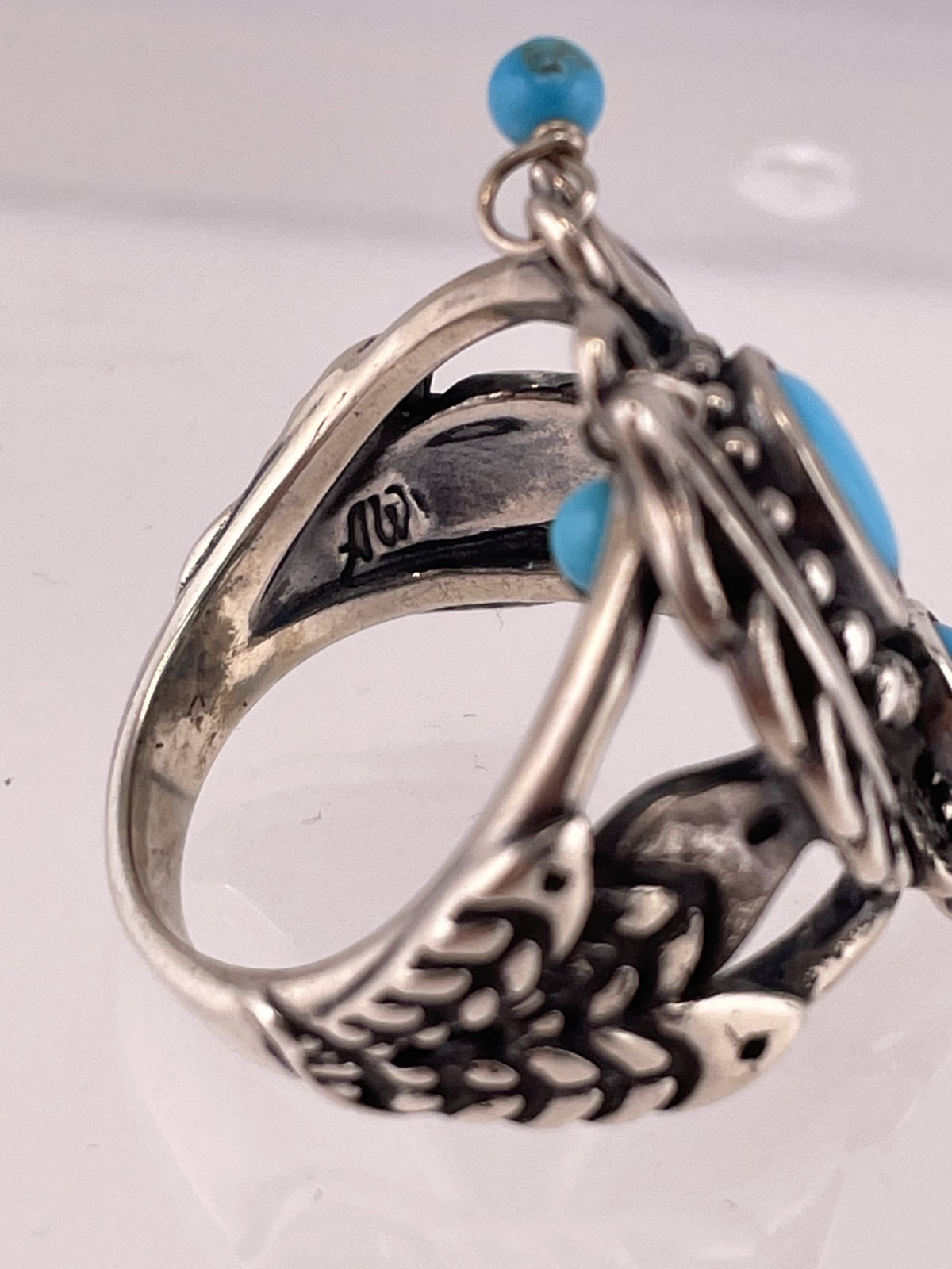 Silver Statement Ring with Blue Turquoise Stones … - image 5
