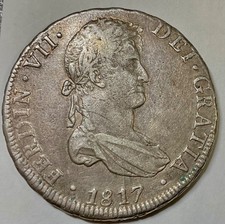 1817 PTS BOLIVIA Spanish Colonial early America 8 Reales Silver nice coin lustre