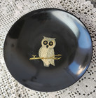 Rare Couroc Bird Series Black Satin Ware Shallow Bowls Inlaid Owl Quail Sparrows — photo 4