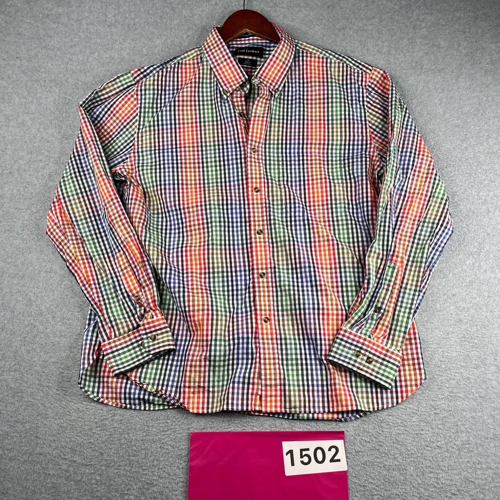 Paul Fredrick Slim Fit Shirt Colorful Check Casual Button Up Long Sleeve Men XL