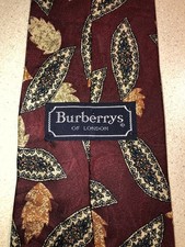 BURBERRYS of London 100 Silk Leaf Pattern Mens Tie