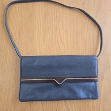VTG Leather Clutch Bag 80s Gray EUC Retro