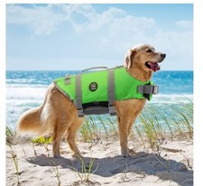 Emust Dog Life Vests Pet Flotation Vest High Visibility Jacket Safety Blue Sz L