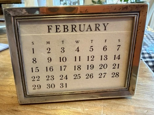 LUNT Sterling Silver Perpetual Desktop Calendar 1187 Vintage 3.5” X 2.5”