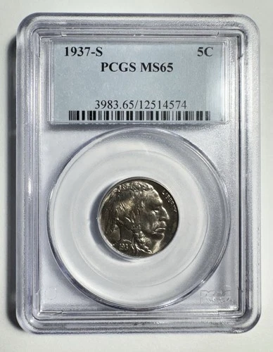 1937 S Buffalo Nickel - PCGS MS65