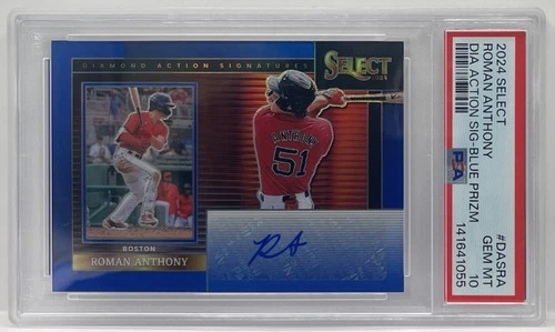 2024 Select Diamond Action Signatures Blue Prizm Roman Anthony Auto #/49 PSA 10