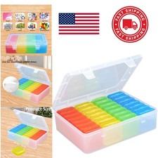 Bead Organizer Box with 56 Compartments Plastic Clear Containers for DIY Crafts