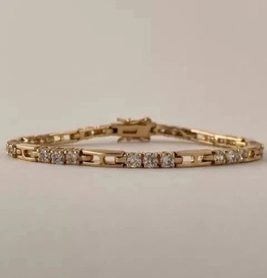 4 Ct Round Lab Created Diamond Women's Tennis Bracelet 14K Yellow Gold Plated