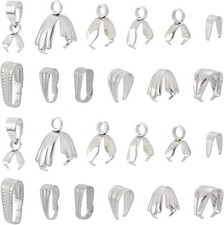 120Pcs Stainless Steel Pinch Bails for DIY Jewelry Charms and Pendants