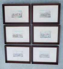Antique Set of Six Framed Hand-Colored Etchings by Henry Thomas Alken (1785–1851