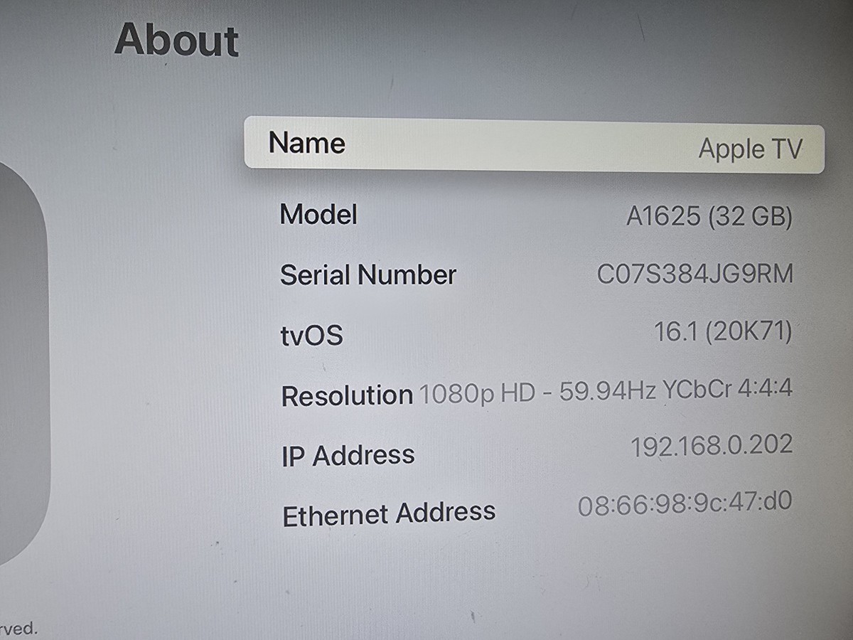 Apple TV A1625 4th Gen 32GB WIFI HD Media Streamer without Remote