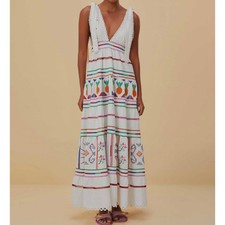 Farm Rio | Off-White Embroidered Maxi Dress