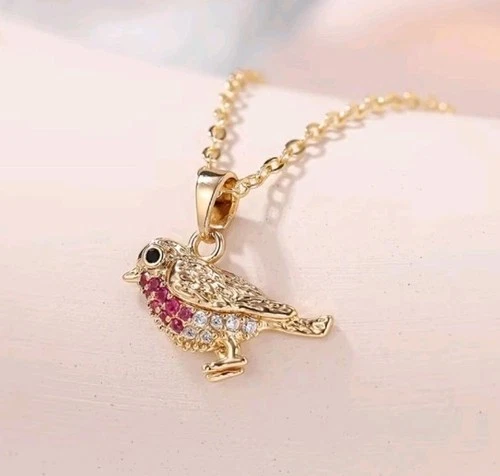 Super Cute Rhinestone Robin Necklace - product listing photo