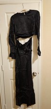 ZARA SLIT SATIN EFFECT DRESS BLACK, US SIZE M NEW WITH TAG