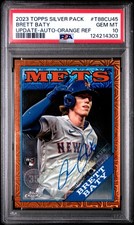 2023 Topps Silver Pack 1988 Chrome #T88CU45 Brett Baty Auto-Orange Ref PSA 10