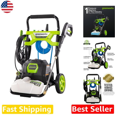 #ad Powerful 2000 PSI Pressure Washer 1.2 GPM Electric Steel Wand Auto Soap Tank $314.99