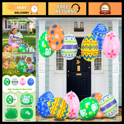 Inflatable Easter Eggs - 12 Pack, 18 Inch Outdoor Decorations, Holiday Party Dec