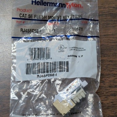 HellermannTyton Cat 5e Flush Mount Keystone Jack RJ45 RJ45FC5E-I Beige Lot (17)