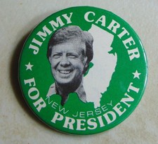 Jimmy Carter 1976 New Jersey campaign pin button political