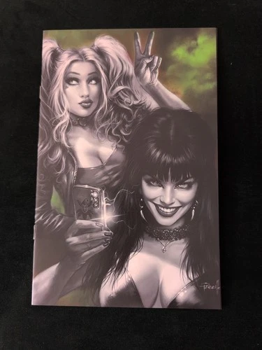 HARLEY QUINN X ELVIRA #1 VIRGIN LUCIO PARRILLO GREEN EXCLUSIVE