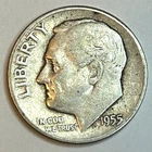 1955-P Roosevelt Dime 90% Silver U.S. 10c Coin Circulated as Pictured - 08