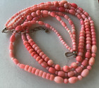 DTR~JAY KING~VTG PINK CORAL 3 Strand Beaded NECKLACE~Sterling Clasp~VERY PRETTY! — photo 2
