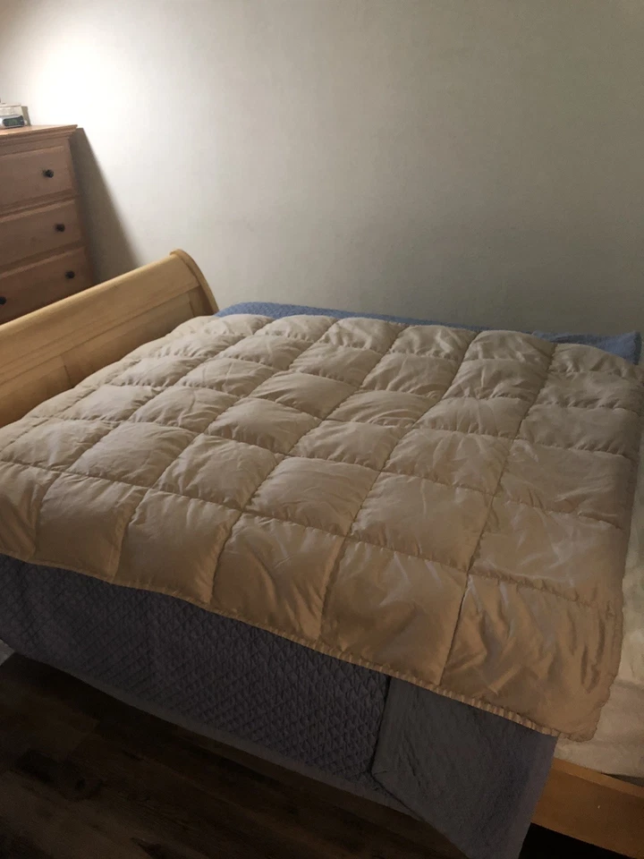 VNT WOOLRICH Down Feather Throw Blanket Tan Suede Box Quilt Puffer Lodge 50x68” - Image 3 of 4