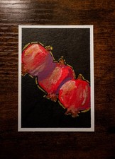 ACEO Original Painting ATC Gouache Pomegranate Fruit Pomegranates Fruits