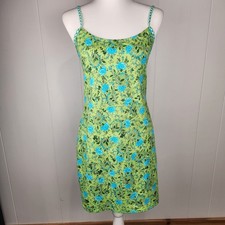 Victoria's Secret Nightgown Small Lingerie Stretch Retro Green Floral Mini Dress