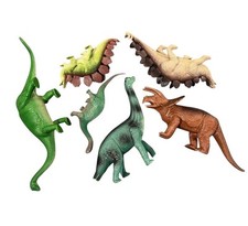Lot of 6 Large Medium Toy Plastic Dinosaurs, Brontosaurus Plus Nice 