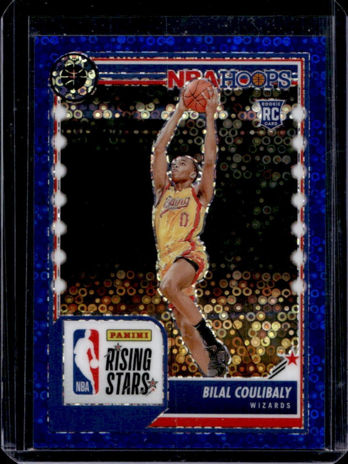 2023-24 Hoops Premium Stock Bilal Coulibaly Rising Stars RC Blue Disco Prizm /99