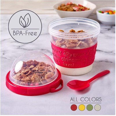 Cereal & Oatmeal To-Go Cups with Topping Compartment