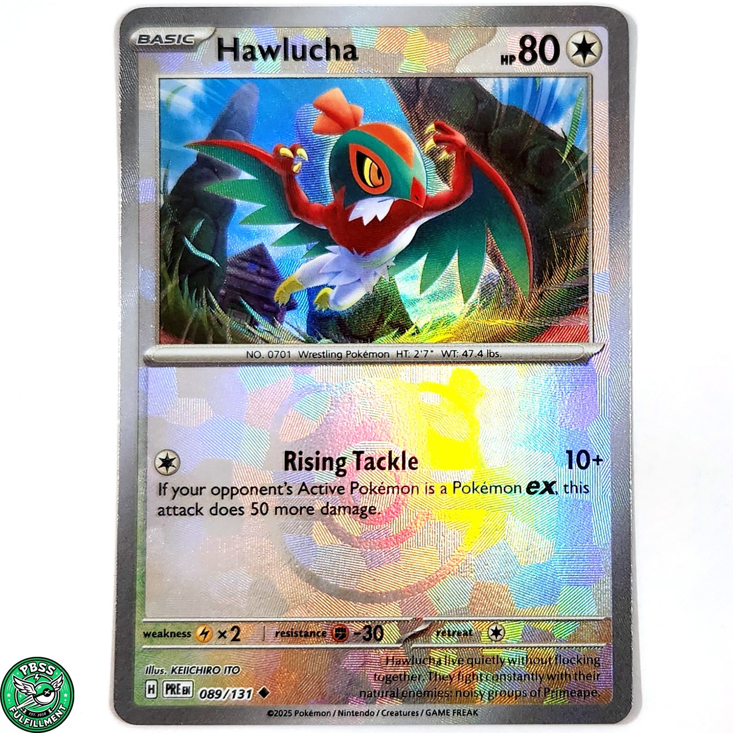 Pokemon TCG Hawlucha 89/131 Master Ball Reverse Holo Prismatic Evolutions NM